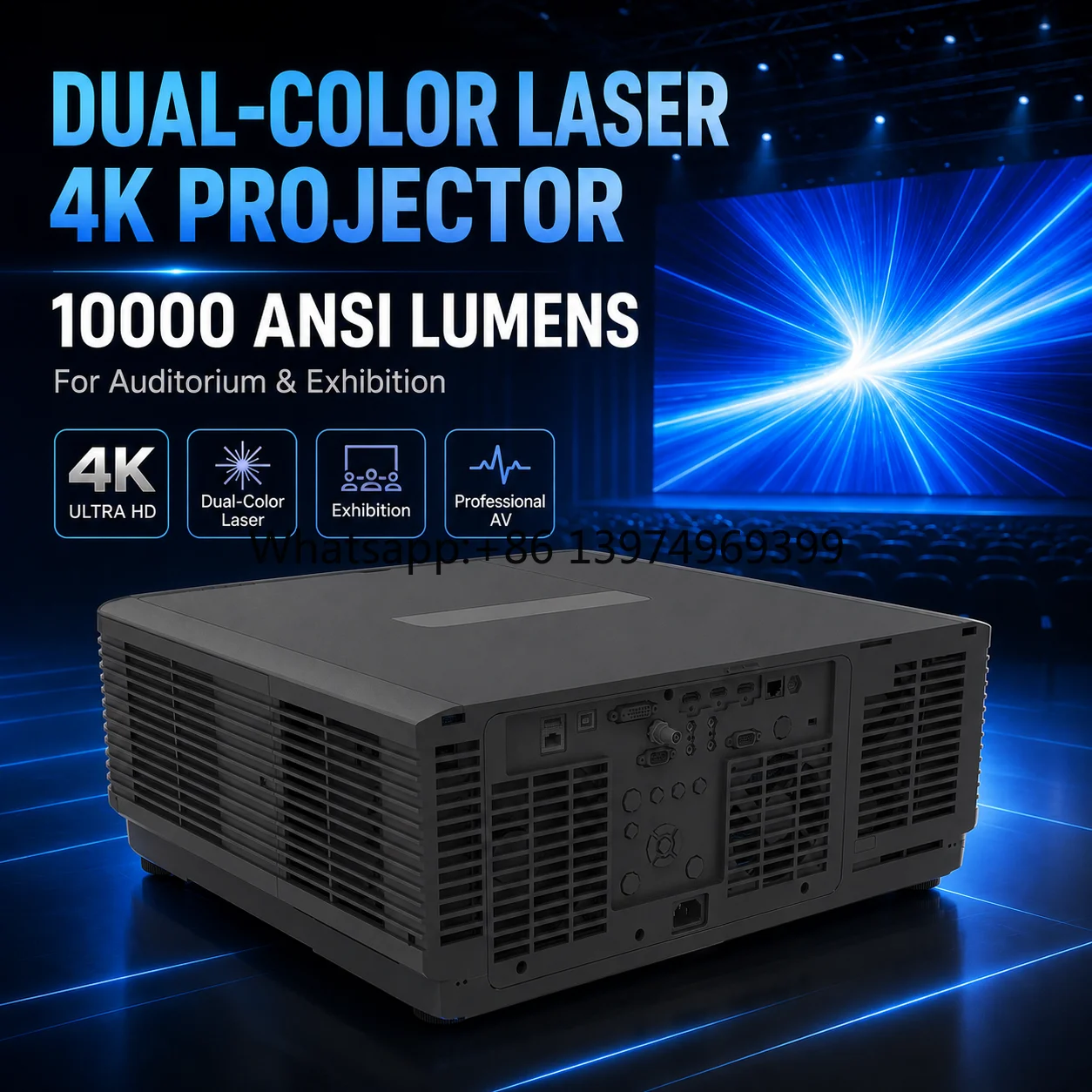 Dual-Color Laser 4K Projector 10000 ANSI Lumens for Auditorium and Exhibition