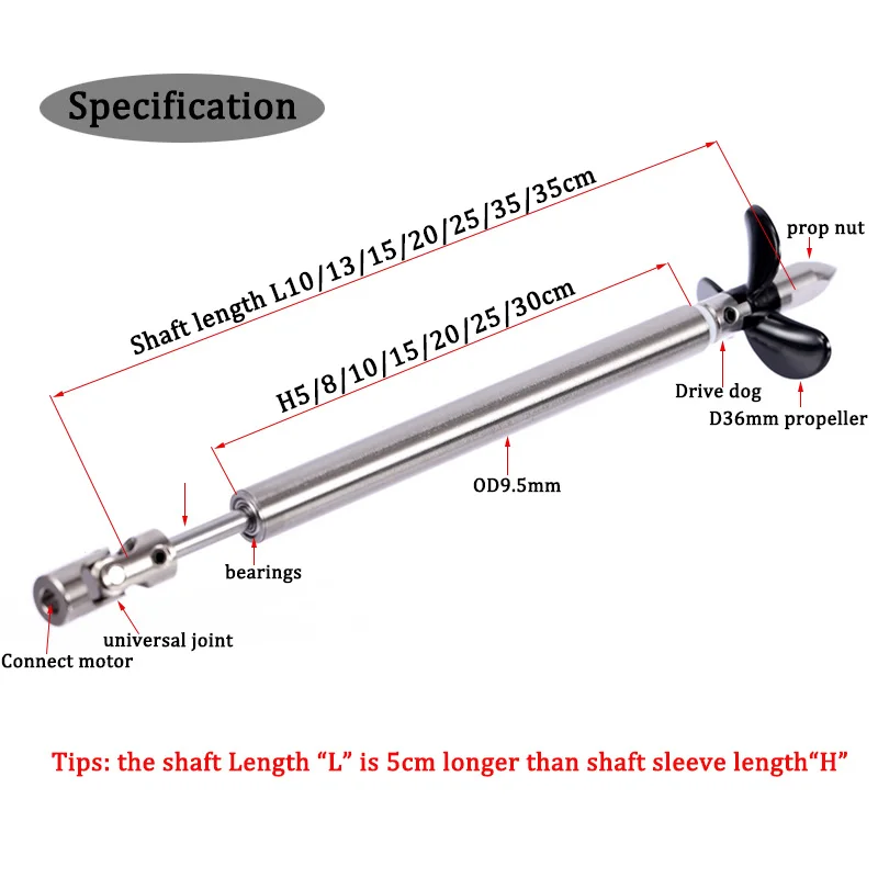 RC Boat S.S 4mm Boat Shaft Drive Shaft +Cardan Joint+3 Blades Propeller +Stainless Steel Shaft Sleeve+ Prop Nut For Rc Boat
