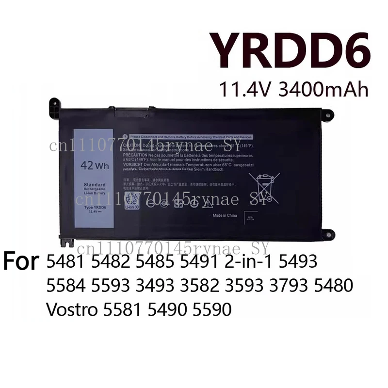 Laptop Replacement Battery For Dell 3400 5488 5493 5593 5584 5590 5580 P90F YRDD6 Built-in Battery