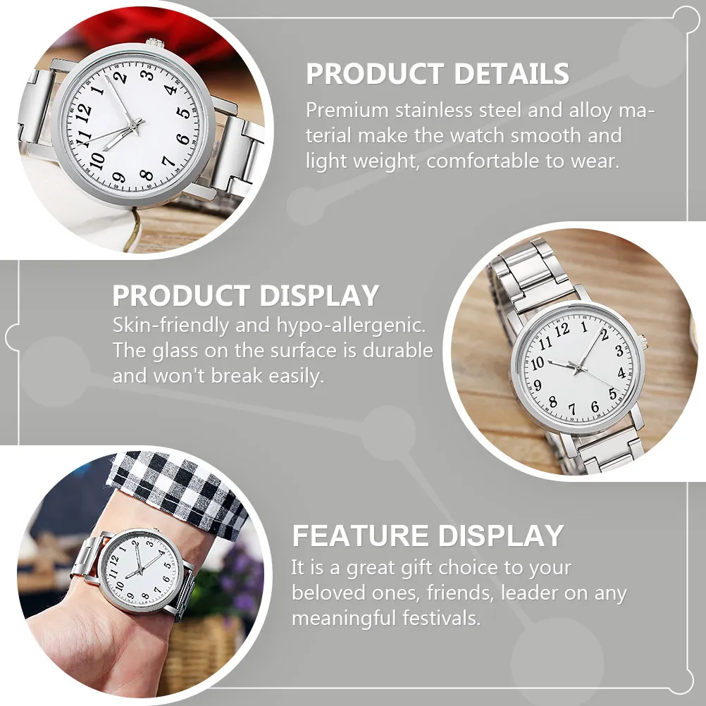 2Pcs Couple Wrist Watches Silver Stainless Mechanical Movement Casual Lover Watches Gift for Party Business Outdoor
