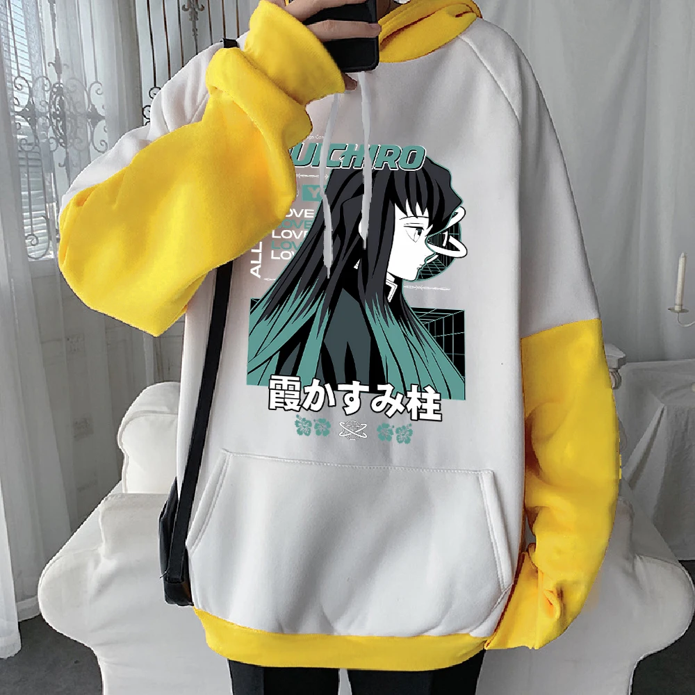 Tokitou Muichirou Print Hoodie Demon Slayer Sweatshirt Men Women Streetwear Spring Long Sleeves Fleece Hooded Pullover Clothing