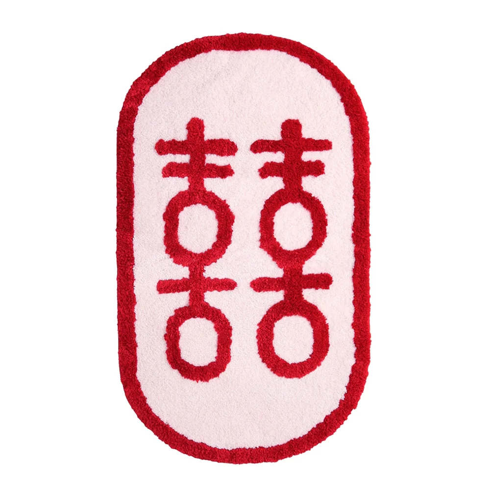 

Absorbent Bathroom Rug Chinese Wedding Style Non Slip Floor Mat for Home Use Decorative Bath Carpet Bathroom Rug