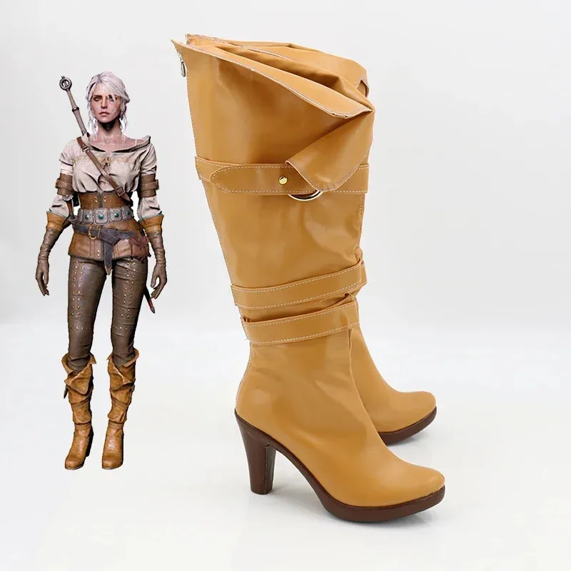 DY20 سيريلا فيونا إلين ريانون تأثيري سيري أحذية عالية الكعب المرأة البني الأحذية اكسسوارات هالوين حفلة لعب الأدوار Shoes25