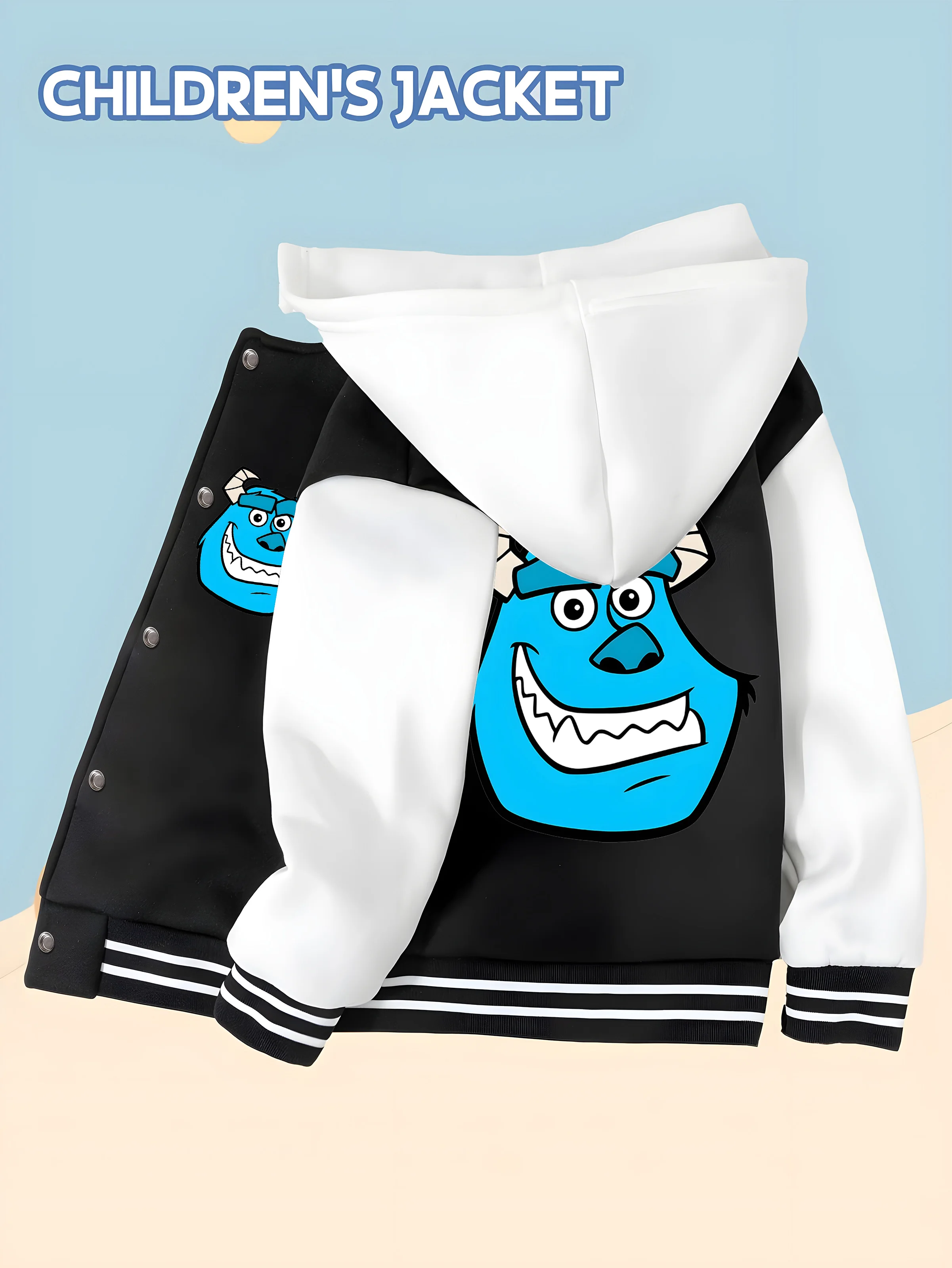

MINISO Disney Sullivan's Baseball Jacket for Boys - Double-sided funny Sullivan print, perfect for school or play