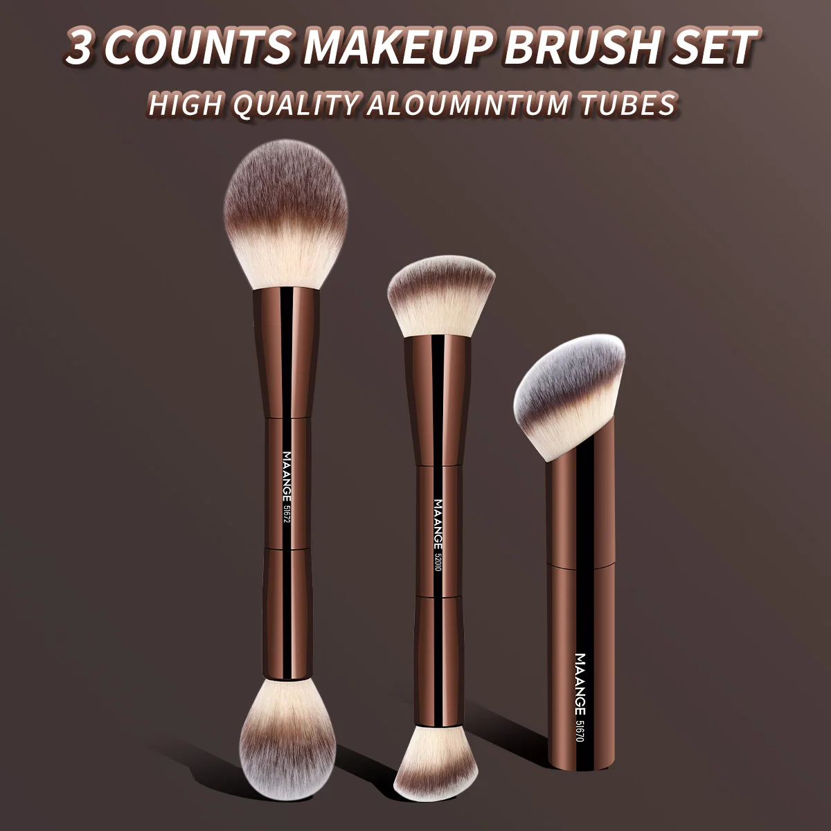 مجموعة فرش مكياج الوجه من MAANGE، فرش كريم أساس مزدوجة الرأس وبودرة أحمر الخدود، فرشاة صديقة للبشرة، ألياف ناعمة للشعر ومستحضرات التجميل #1