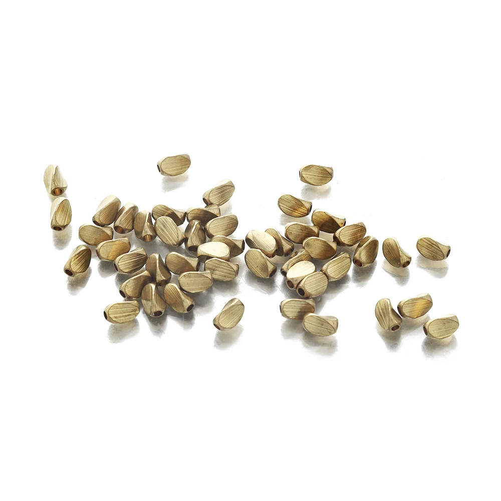 50pcs Raw Brass Irregular Loose Beads Twisted Slide Spacer Beads For Diy Nacklace Bracelet Handmade Jewelry Making Accessories