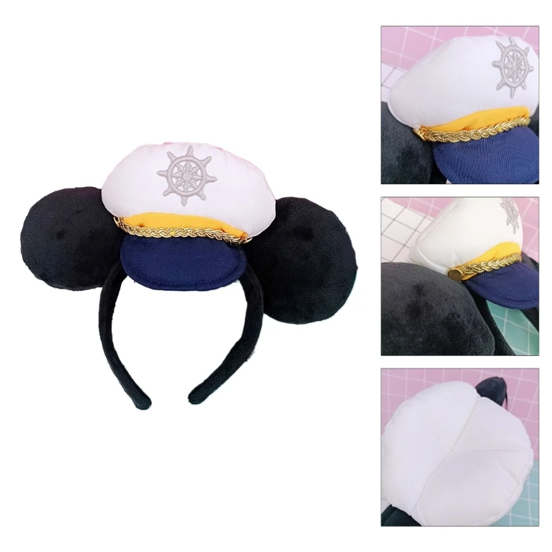 Cartoon Headband Delicate Sailor Yacht Hat Shape Hairhoop Carnival Performance Headpiece Festival Party Costum for Adult Decors