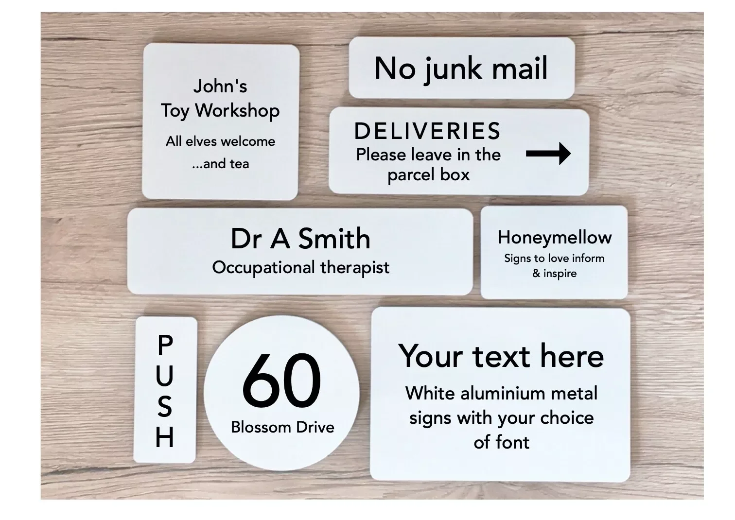 Customized Business Card Sign Brushed Silver/Brushes Gold/White Colors Door Number Office Plate
