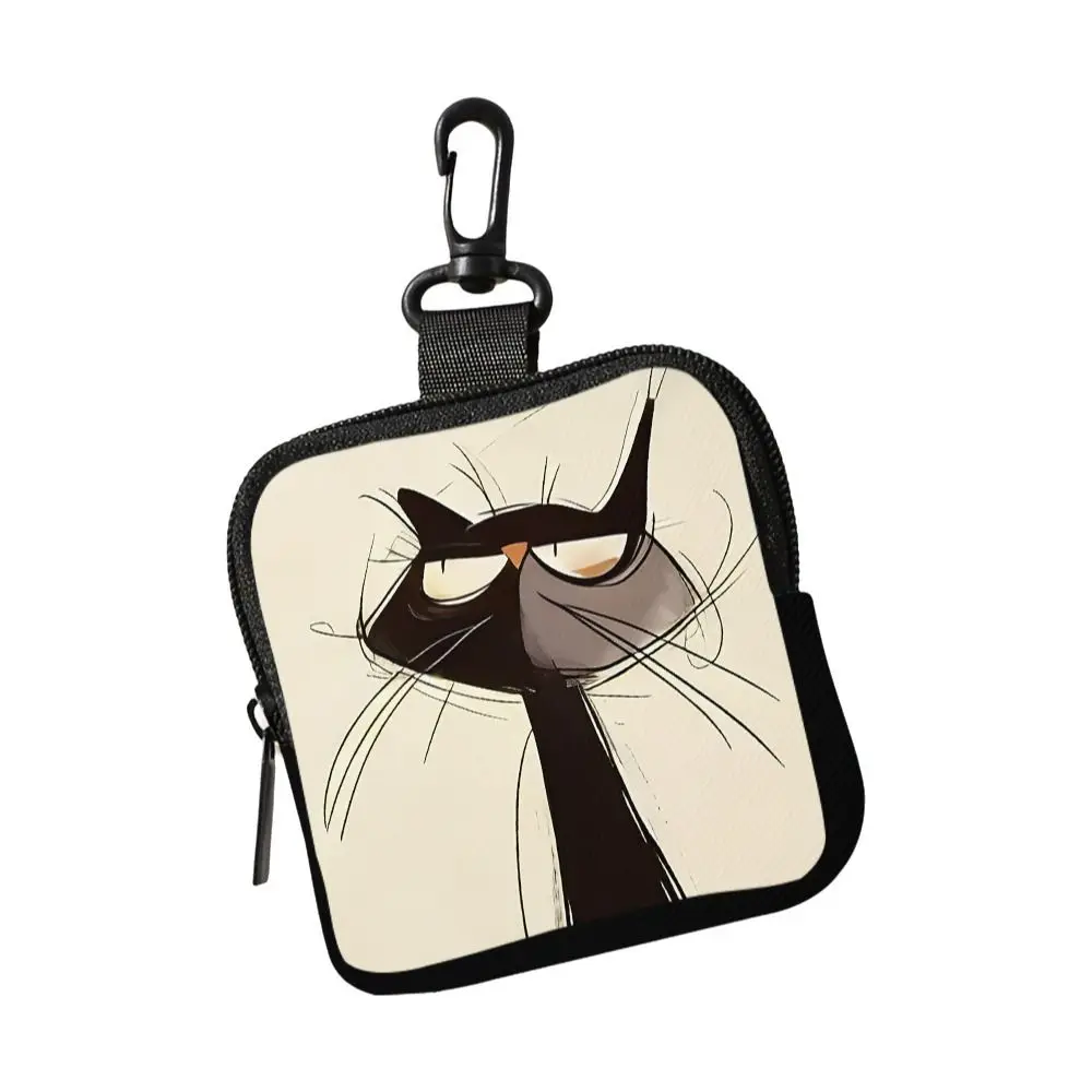 Cute Mini Cat Coin Purse PVC Water-resistant Wallet Portable Lightweight Earphone Bag Friends Gift
