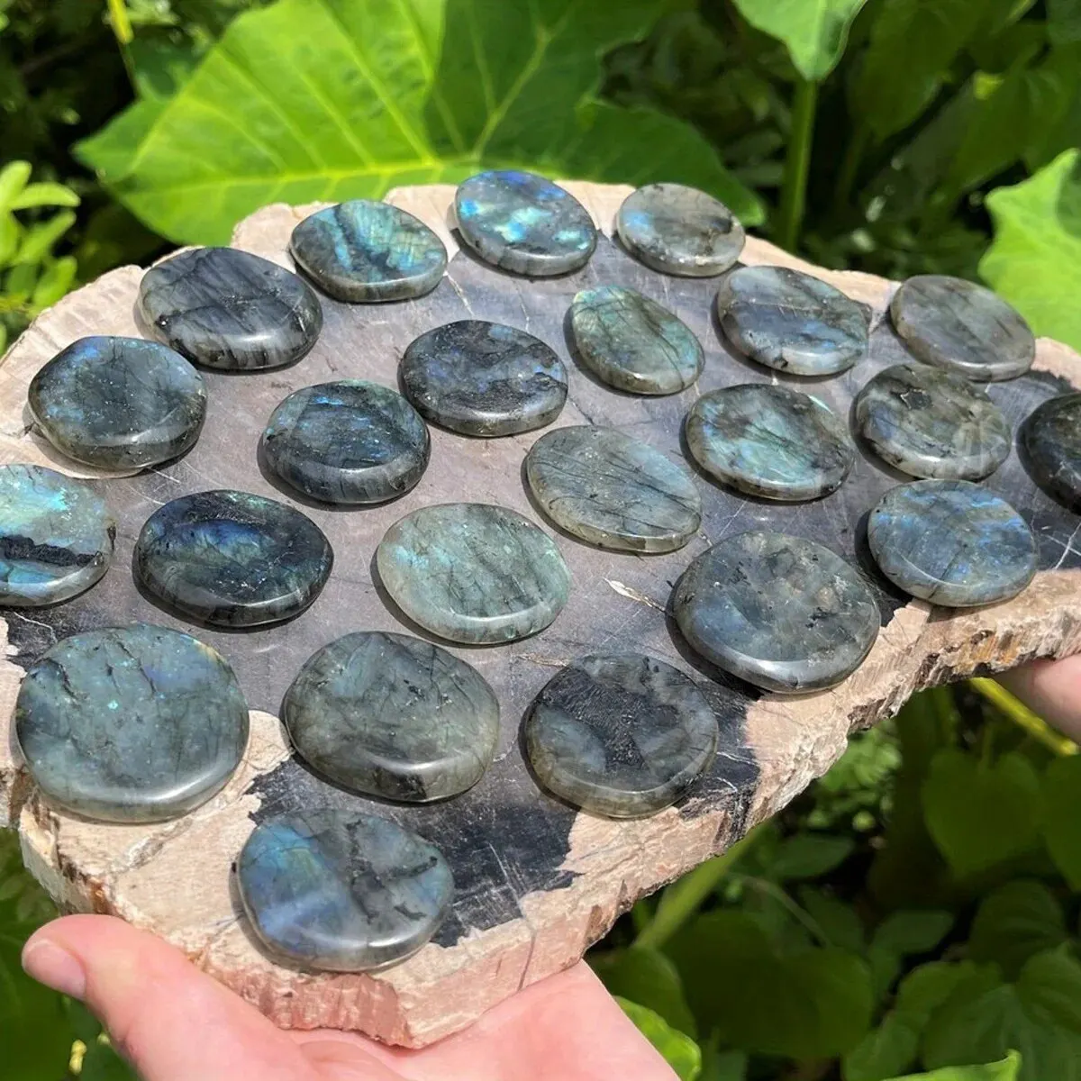 

3 Styles Labradorite Palm Stone, Stone Shape Oval Smooth Polished Labradorite Stone, Jewelry Making Accessories