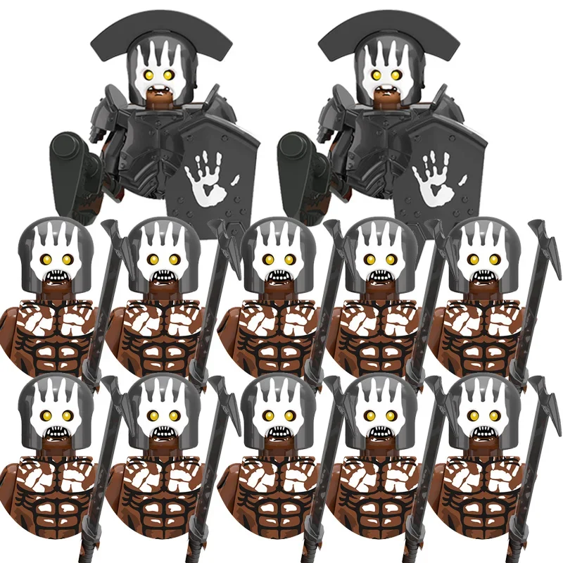 Juguete para niños, serie Lord Rings, Uruk-hai, soldados de orco fuerte, trajes, figuras de película, modelo de bloques de construcción, regalos de cumpleaños para niños