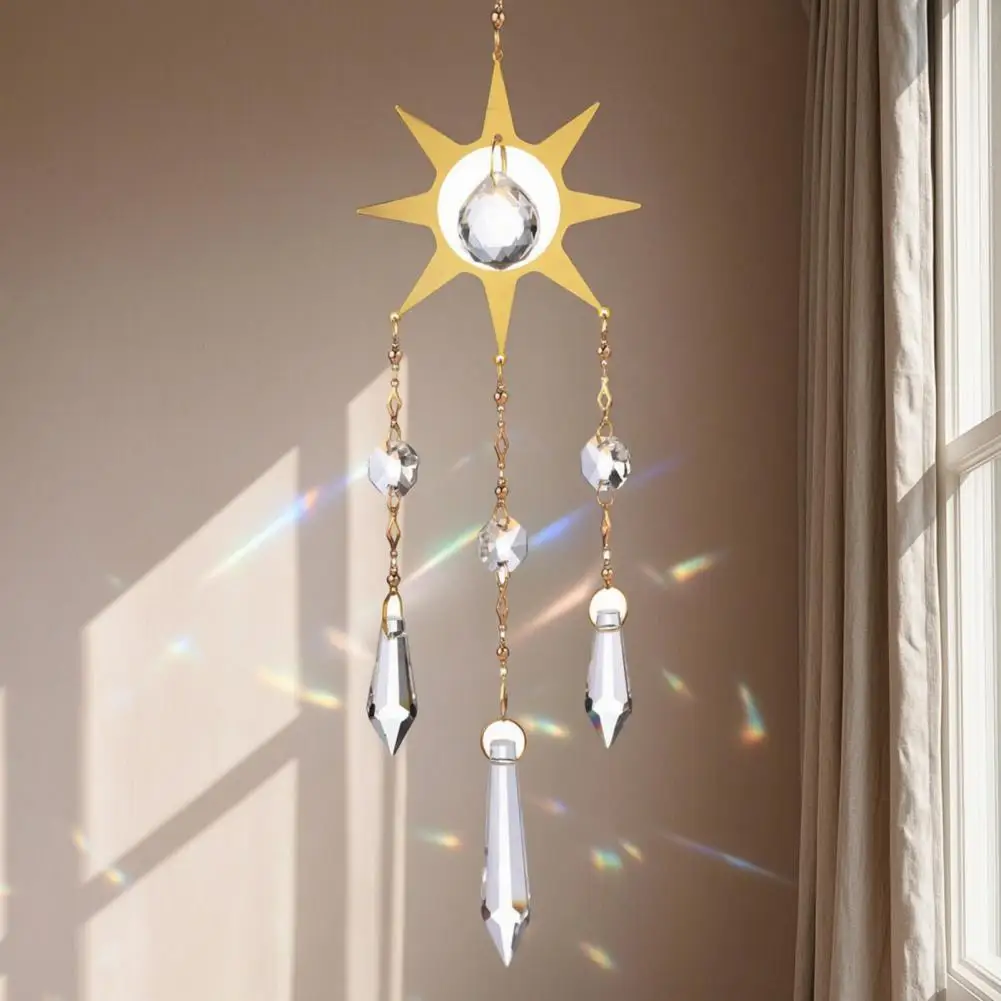 Light Reflecting Wind Chime Sun Suncatcher Wind Chime Prism Rainbow Maker Hanging Ornament Quartz Window Decor for Garden Patio