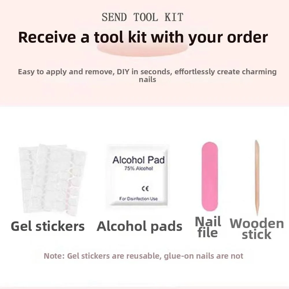 10pcs/Box Rich Short Square Head False Nails Nail Art Diy Reusable Fake Nails Manicure with Gel Stickers Finished Nail Tips