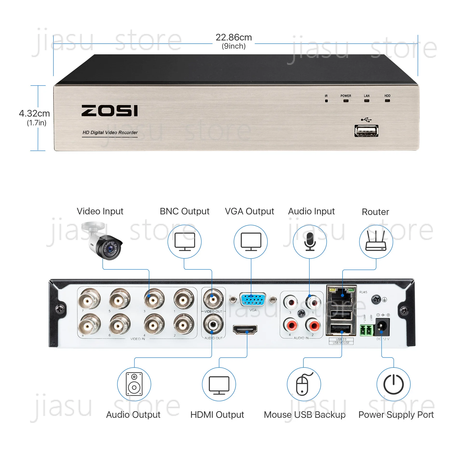 8/16 Channel DVR Digital Video Recorder, Remote Coaxial CCTV Security Host, HD Hard Disk Surveillance NVR