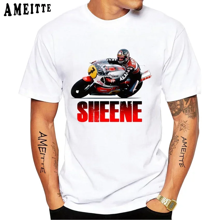 Barry Sheene 7 Motorbike GP Racing T-Shirt New Men Short Sleeve Boy Adventure Sport Casual White Tops Motorcycle Rider Tees