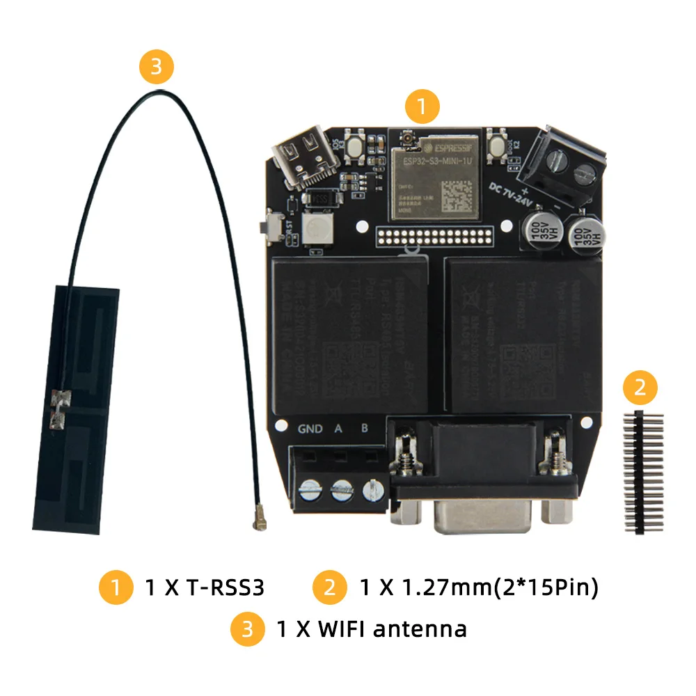 LILYGO® T-RSS3 ESP32-S3 płytka rozwojowa RS232 RS485 5V moduł pokładowy WS2812 Wi-Fi Bluetooth 5.0 Typs C RSM232MT5V RSM485MT5V — zdjęcie produktu 6