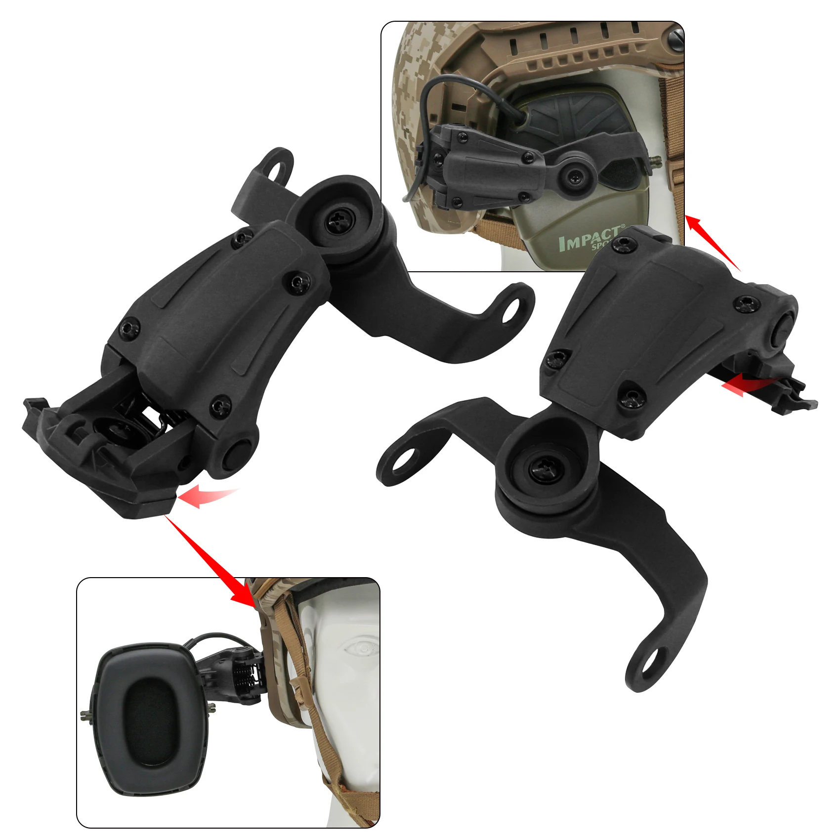 Tactical Headset ARC Rail Adapter Tactical Helmet for Howard leight Impact Sport Airsoft Hunting Shooting Sport Headphon adapter