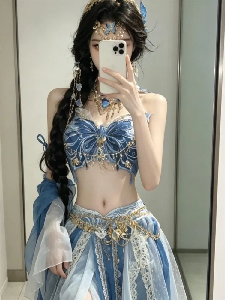 Women's Han Chinese Clothing Embroidered Gradient Skirt Exotic Western Regions
