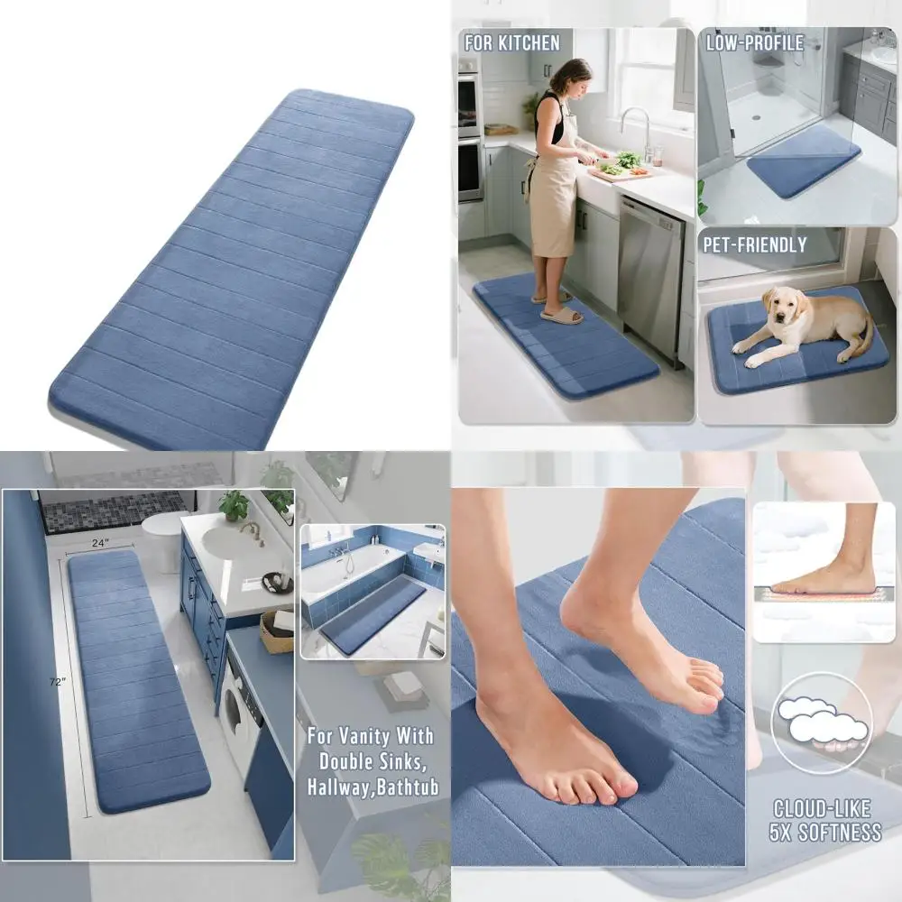 

Противоскользящий моющийся коврик для ванной из пены с эффектом памяти 72x24, супермягкий, впитывающий воду, для прихожей, туалетного столика, ванны, душа, цвет джинсовый синий