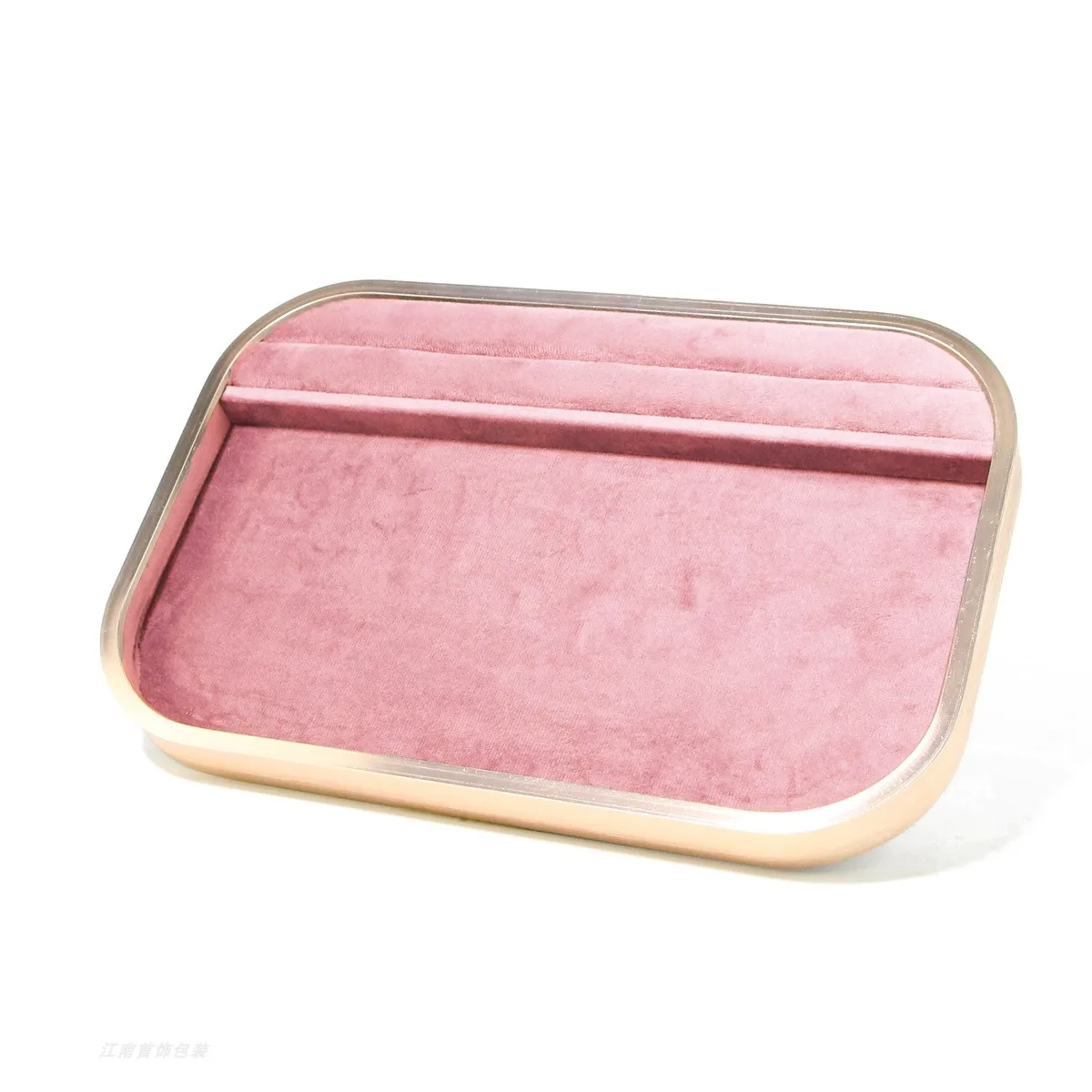 Pink Beige Gray Premium Metal Edge Inside Velvet Jewelry Tray Necklaces Rings Pendants Bracelets Storage and Display Tray