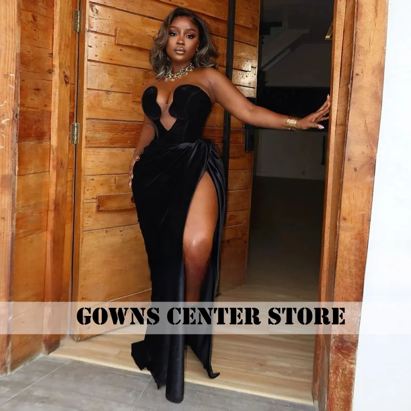 فساتين سهرة مخملية مثيرة 2026 فساتين حفلات حورية البحر للفتيات السود فستان سهرة نسائي أفريقي مخصص