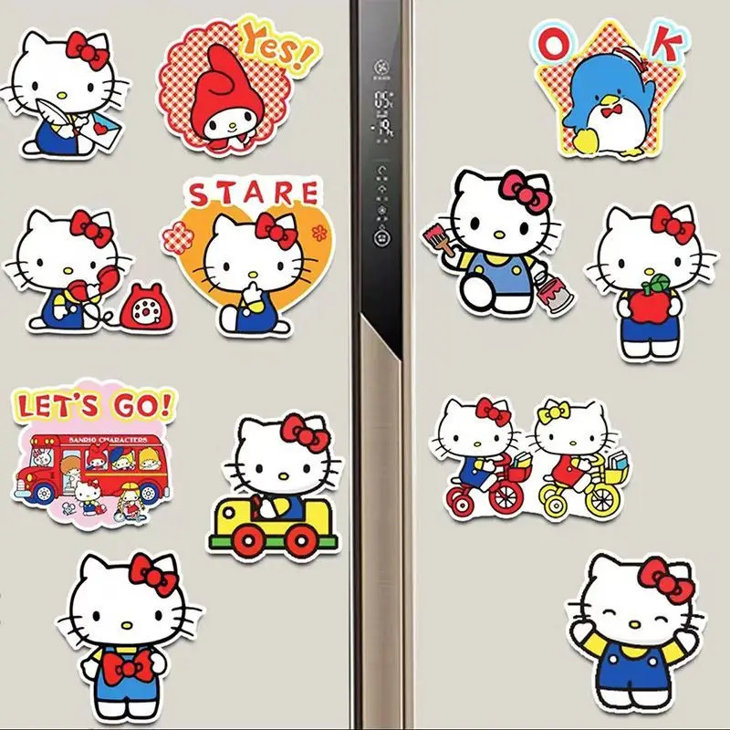

Kawaii Sanrio Hello Kitty Magnetic Refrigerator Stickers with High Appearance and DIY Decorations for Children's Christmas Gifts