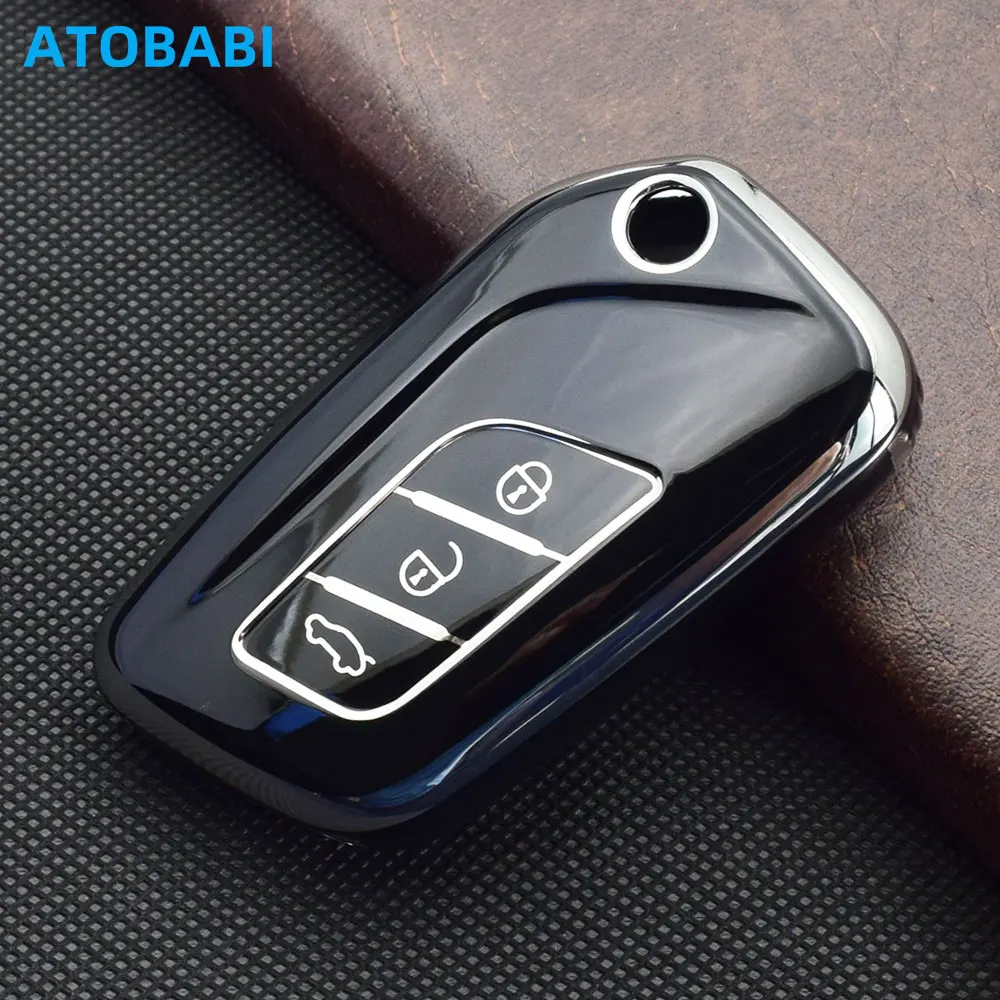 TPU Car Key Cover Folding Remote Fobs Case Protector Bag Auto Accessories For Baic Senova X25 X 30 X35 2015 2016 Changhe Q25 Q35