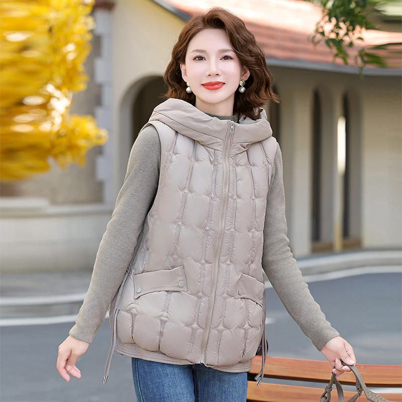 

ort down Jaet Vest Women's Faion Loose Fit Polyester Fiber Winter Outerwear Coat for Middle-Aged And ly