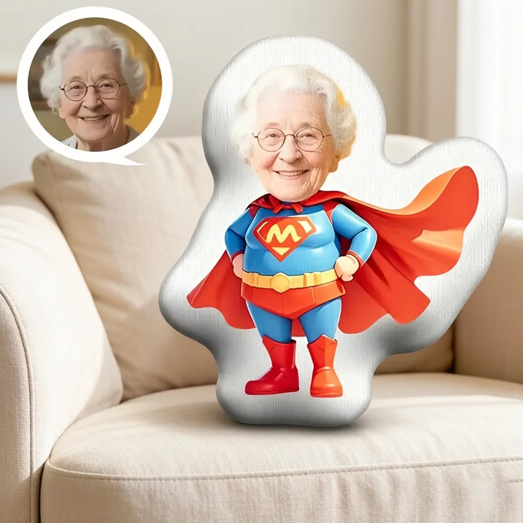 1 Customized Photo Printed Super Flying Figure Shaped Pillow, Personalized Gift for Valentine's Day, Halloween, Christmas,