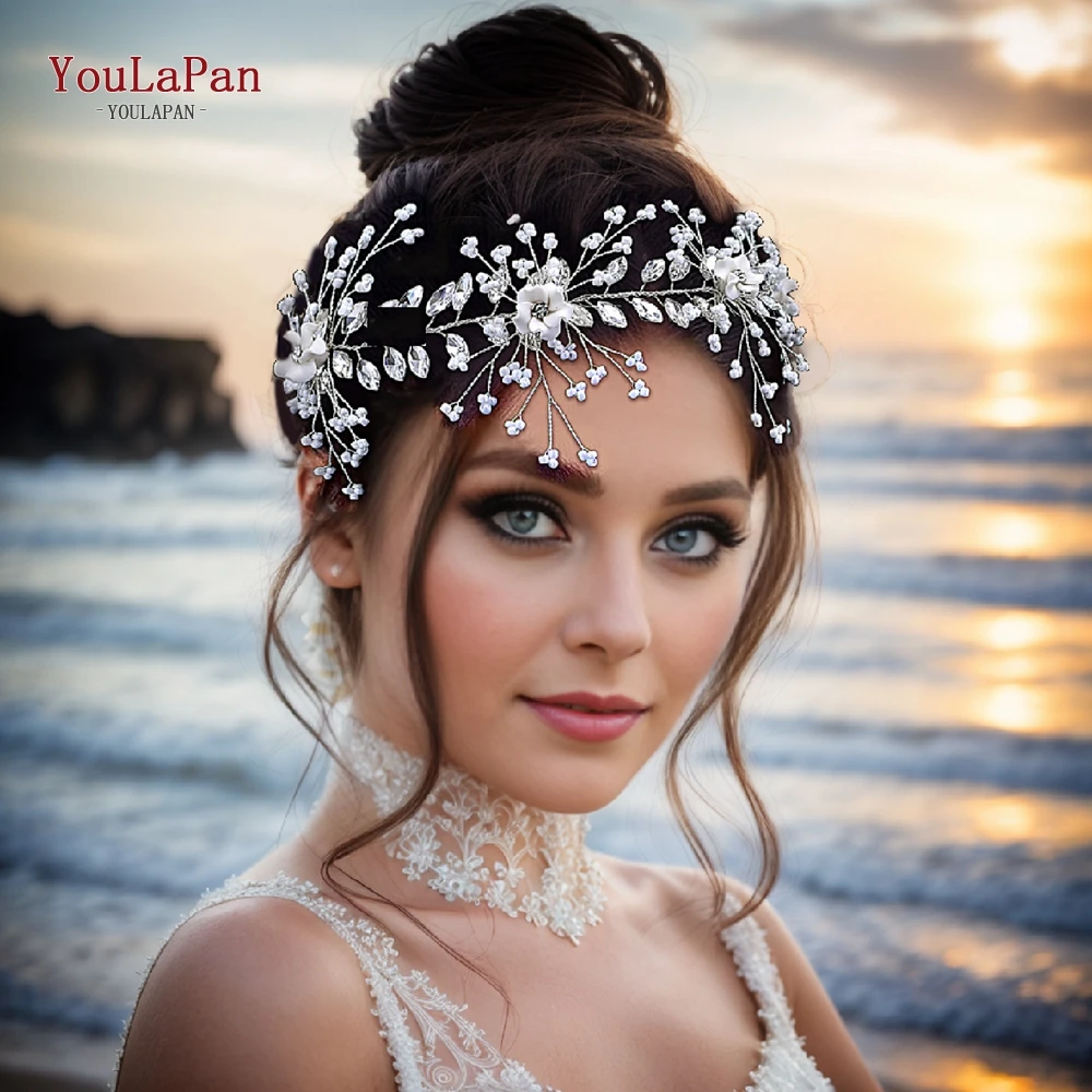 

TOPQUEEN Bridal Crystal Vine Wedding Dress Rhinestone Headband Exquisite Handmade Women Party Headwear Bridesmaid Gift HP602