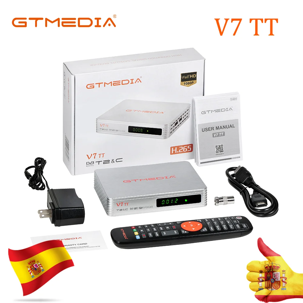 GTMEDIA V7 TT Terrestrial TV Receiver DVB-T/T2 Decoder H.265 HEVC 10Bit tdt hd tv Receiver Spain With USB WIFI Official Genuine