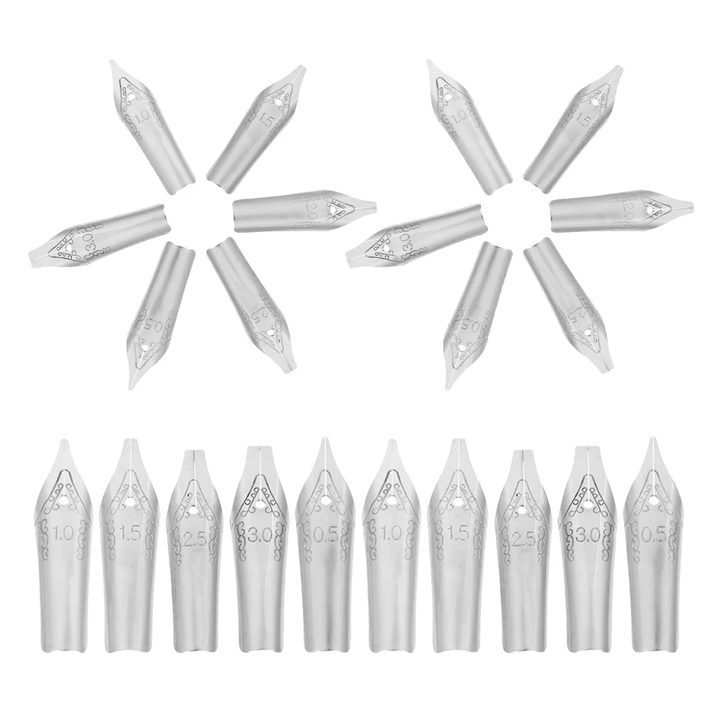 

60Pcs Fountain Pen Nibs Stainless Steel Replacement Tips Smooth Writing Calligraphy Metal Nibs for Students Artists Beginners