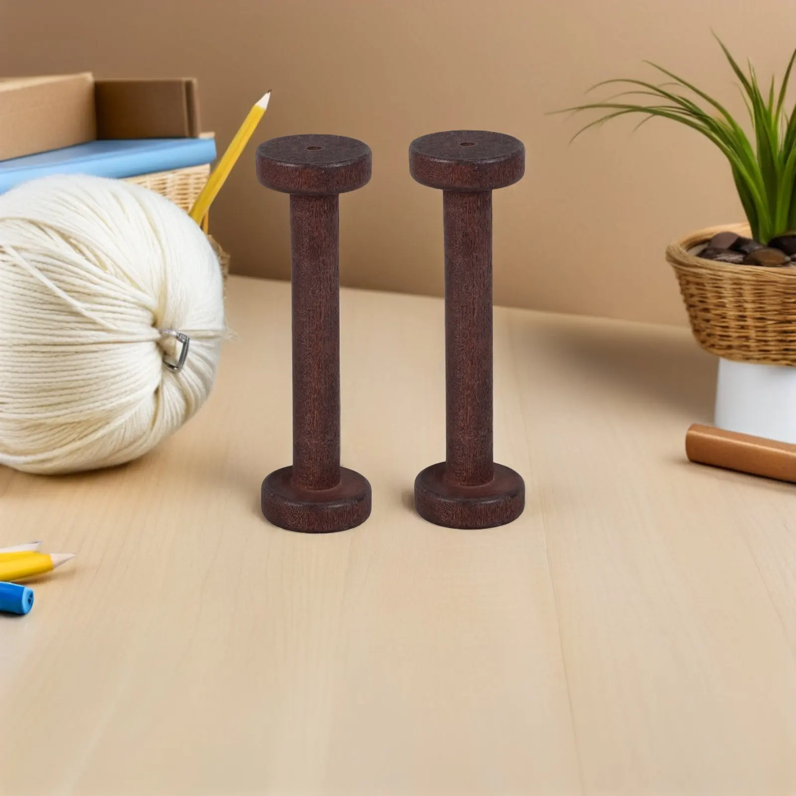 5Pcs Vintage Wooden Spools for Crafts Unfinished Rustic Thread Bobbins Hand-Polished Natural Wood Cord Elastic Jewelry Yarn view 6