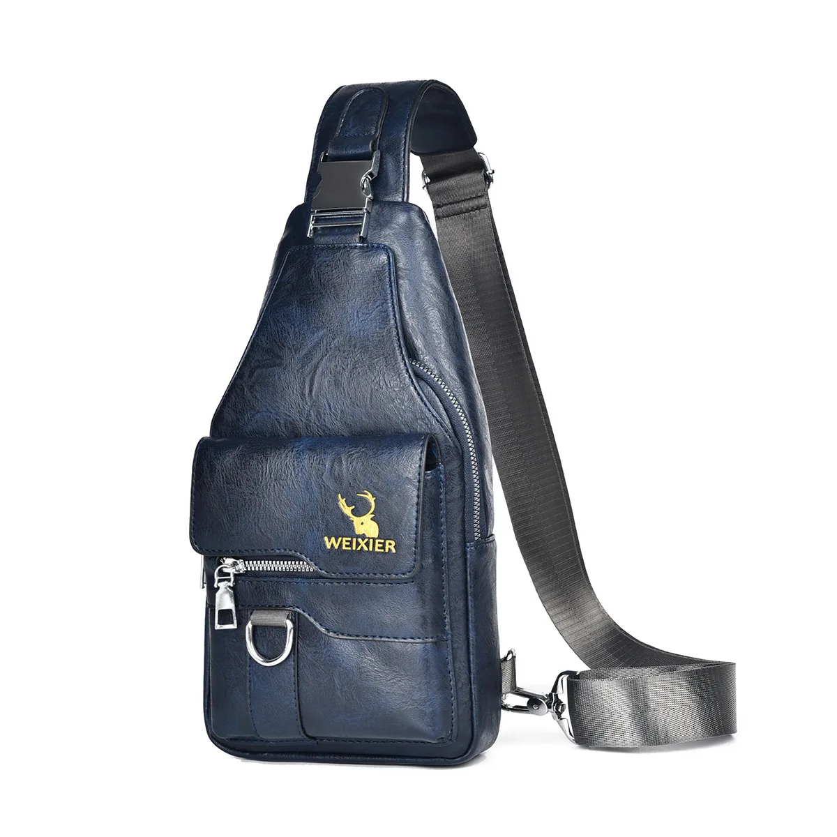 2023 Nieuwe Mode Pu Lederen Crossbody Tassen Voor Heren Messenger Borst Tas Packs Reizen Enkele Schouderband Pack Heren Tas Sling Bag