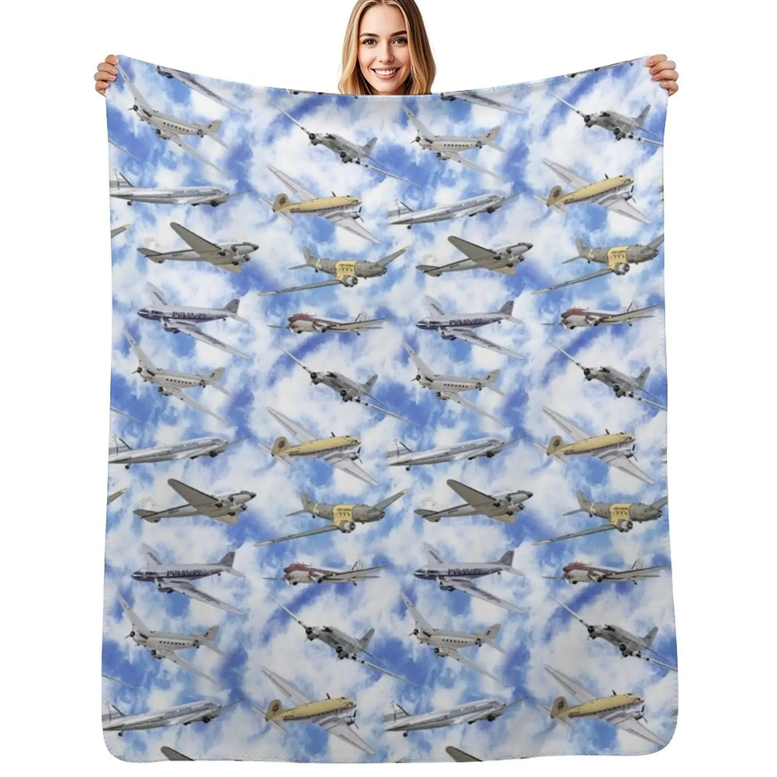 

Douglas DC-3 Dakota the flying Legends Throw Blanket Soft Breathable Blanket for Night Sleeping