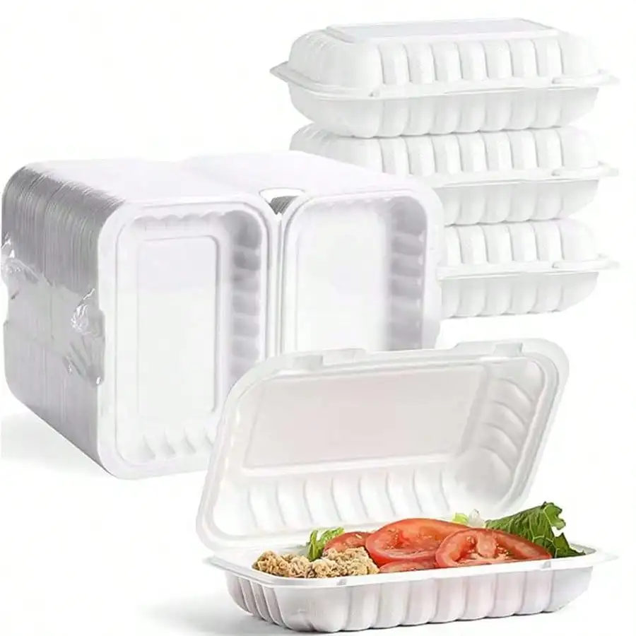 50 Pack Food Storage Containers, PP Plastic Takeout Boxes, Heavy Duty Clamshell, 29 Oz, for Restaurant Meal Prep Party