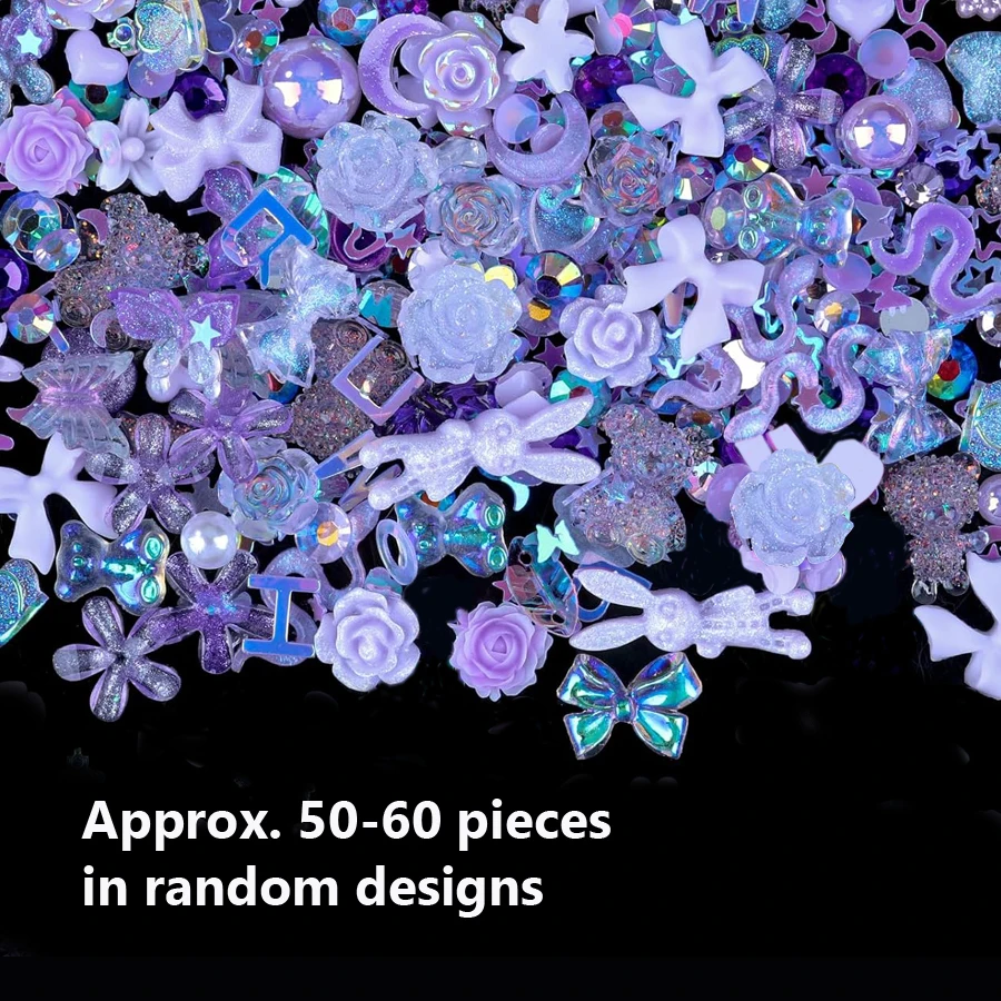 50 Stück Leuchtende Gemischte Harz-Rosenblüten Nagelkunst-Charms Bären- und Hasenperlen DIY für Maniküre, Handydekoration und Bastelarbeiten – Detail 15