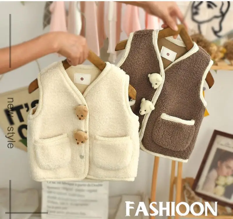 

Детский флисовый жилет из овечьей шерсти, утепленная осенне-зимняя теплая повседневная куртка без рукавов для маленьких мальчиков и девочек, верхняя одежда, уютная одежда