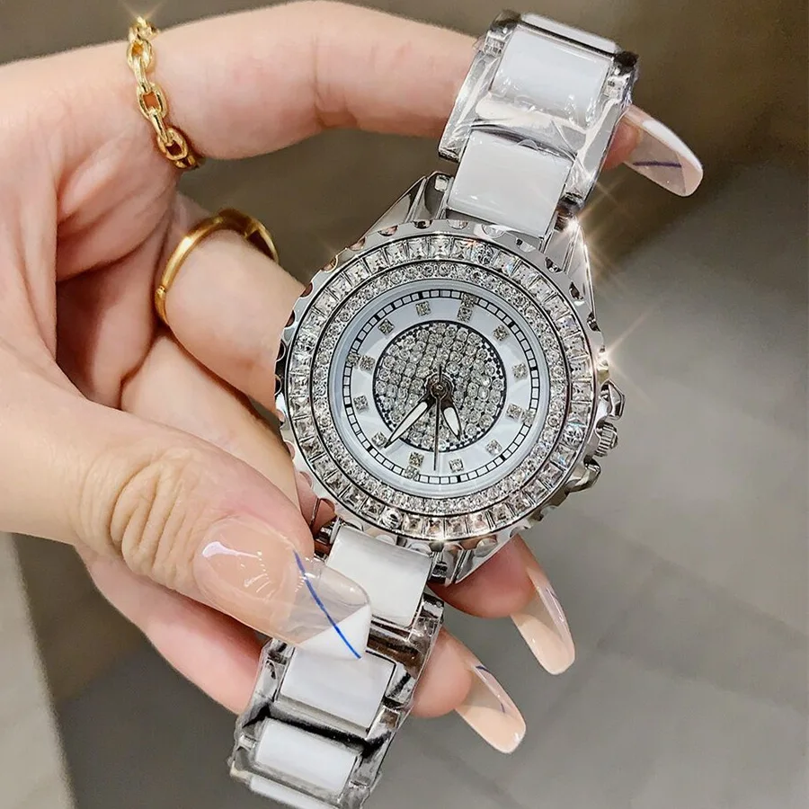 

Original watch, white ceramic women's watch with steel strapfashionable and exquisite women's seriesclock women's watch.