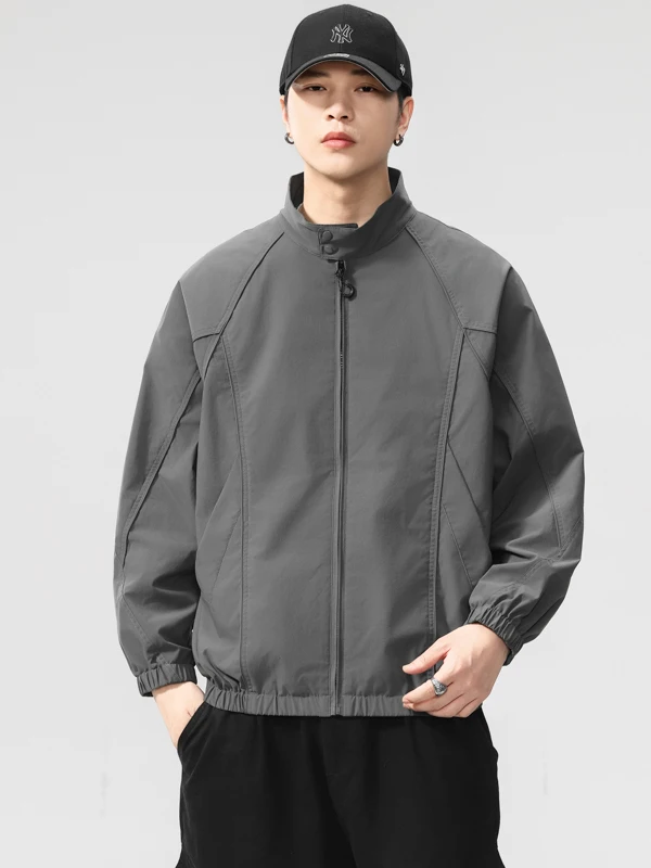 

Мужская свободная куртка в стиле ретро-американского функционального уличного стиля с воротником-стойкой, модная рабочая одежда из полиэстера с длинными рукавами