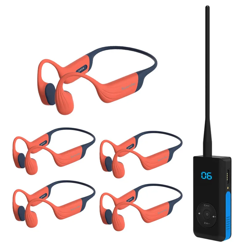 Underwater Swimming Coach Communicator - IP68 Bone Conduction Headset and Handheld Microphone for Coach with 32gb MP3 playback