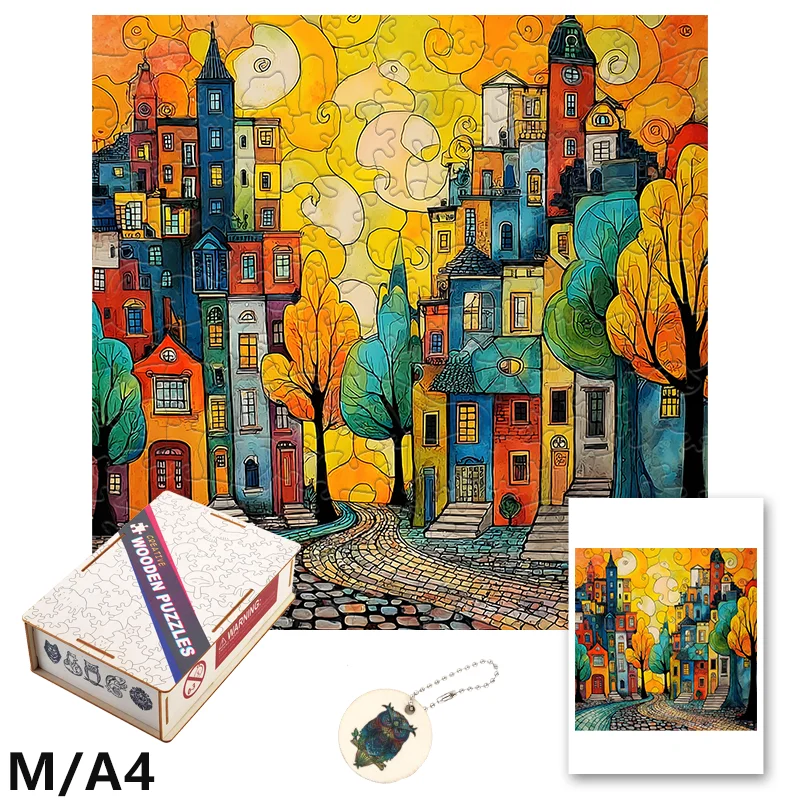 Quiet Town Holzpuzzles, lustige und pädagogische Freizeitspiele, Heimkunst, Dekoration, Wandgemälde