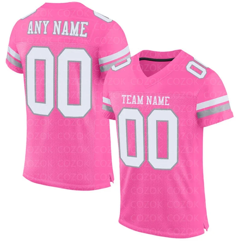 Jersey de futebol personalizado para homens, mangas curtas, camisetas esportivas, série rosa