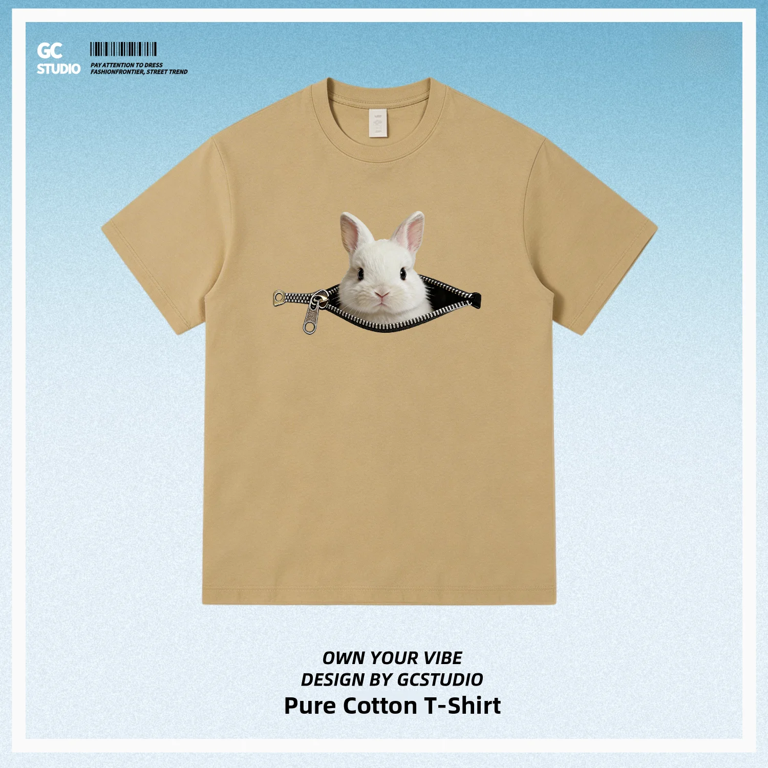 Cute Rabbit Pet Cartoon Short Sleeve T-Shirt Pure Cotton Breathable Casual Summer Top for Men And Women Universal Fit round Neck