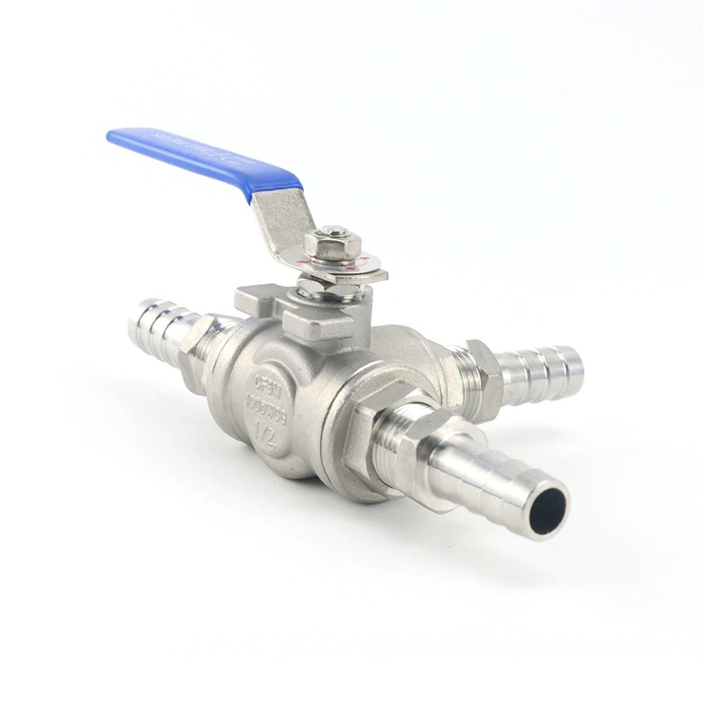 Stainless Steel 3-Way Hose Barb Fitting 1/2