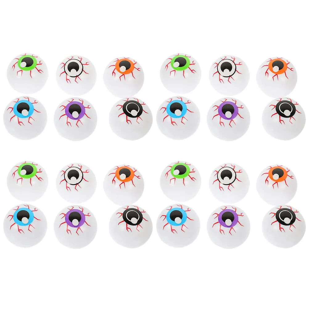 

24Pcs Halloween Eyeballs Plastic Bouncy Colorful Scary Props Party Decorations Haunted House Round Eyeballs Plastic Eye Balls