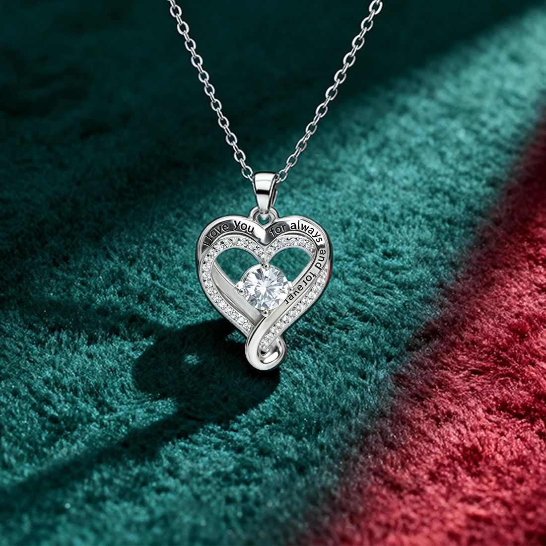 

To My Love Eternal Heart Double layered Heart shaped Necklace With Gift Box For Gilrfriend Wife Christmas Valentine's Day Gifts