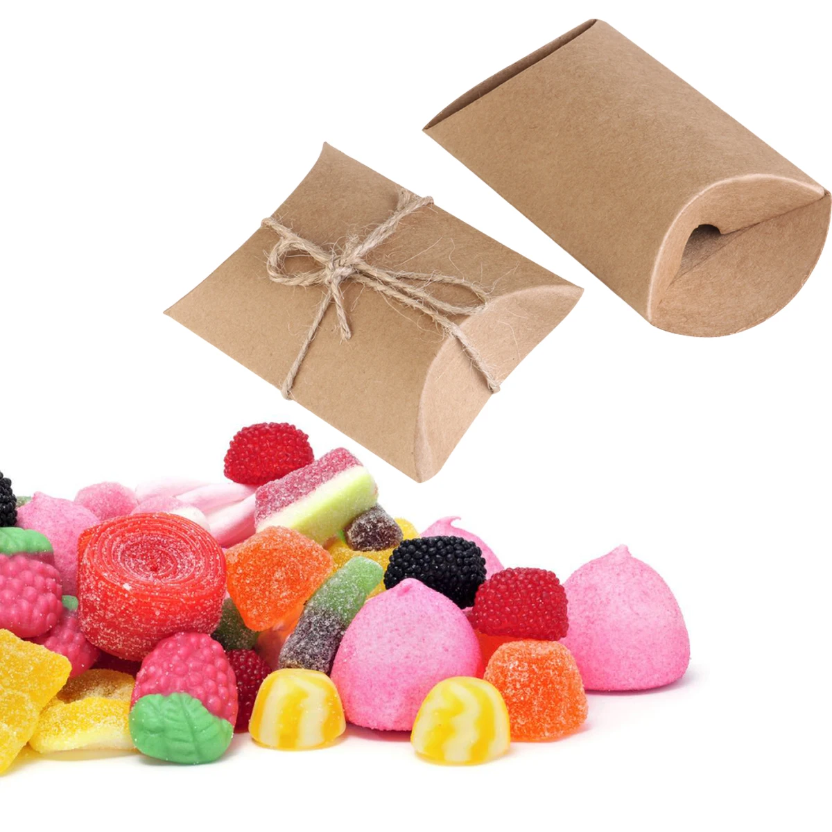 

Kraft Vintage Boxes Brown Shabby Rustic Wrapping Gift Candy Boxes with Rope Wedding Favor Pack of 50