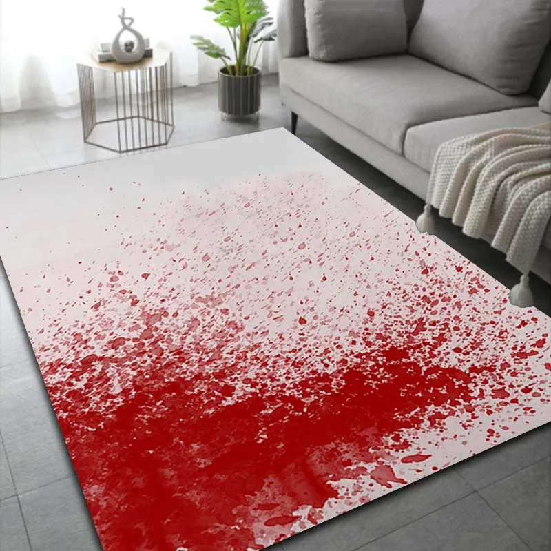 LARGE SIZE Halloween Decor Fake Blood Red Carpet Rug for Bedroom Scare Your Friend Bloody Bathroom Carpet Non-Slip Rug Floor Mat