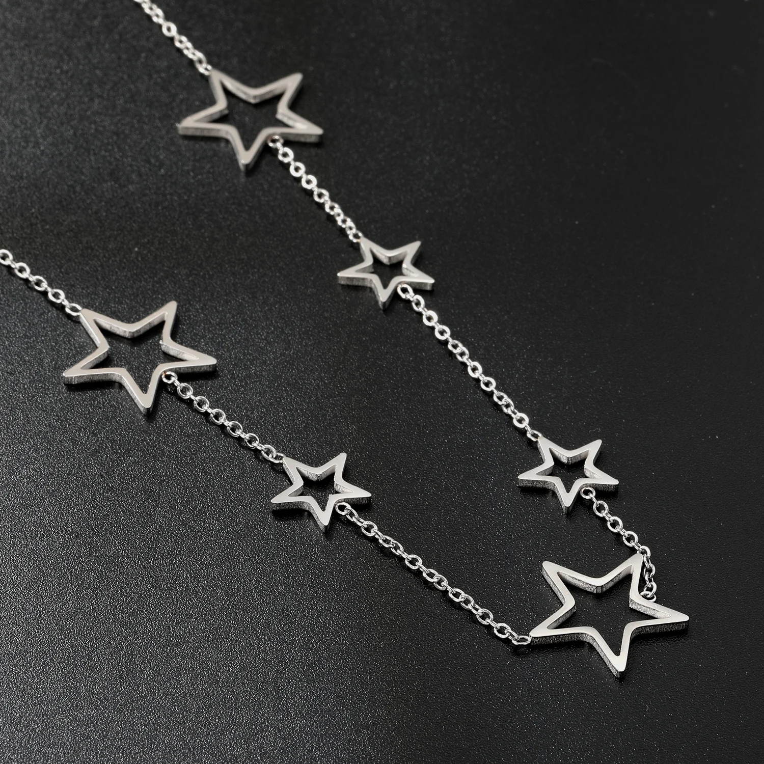 LUXUSTEEL Fashion 1pcs Five-Pointed Star Chain Necklace Stainless Steel Golden Silvery Chain for Women And Men Jewelry Gifts